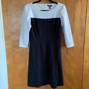 Chaps Black and White Colorblock Dress